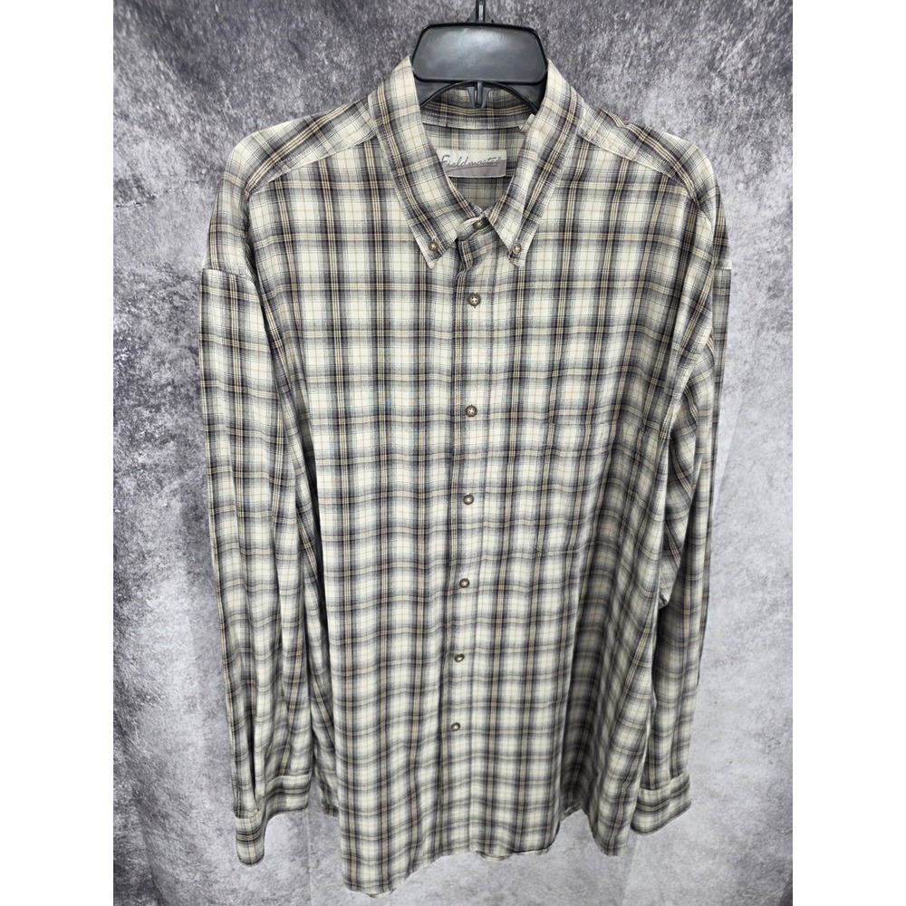 Vintage Fieldmaster Shirt Mens XLT Plaid Button Grunge Cabin Outdoors Earth Tone